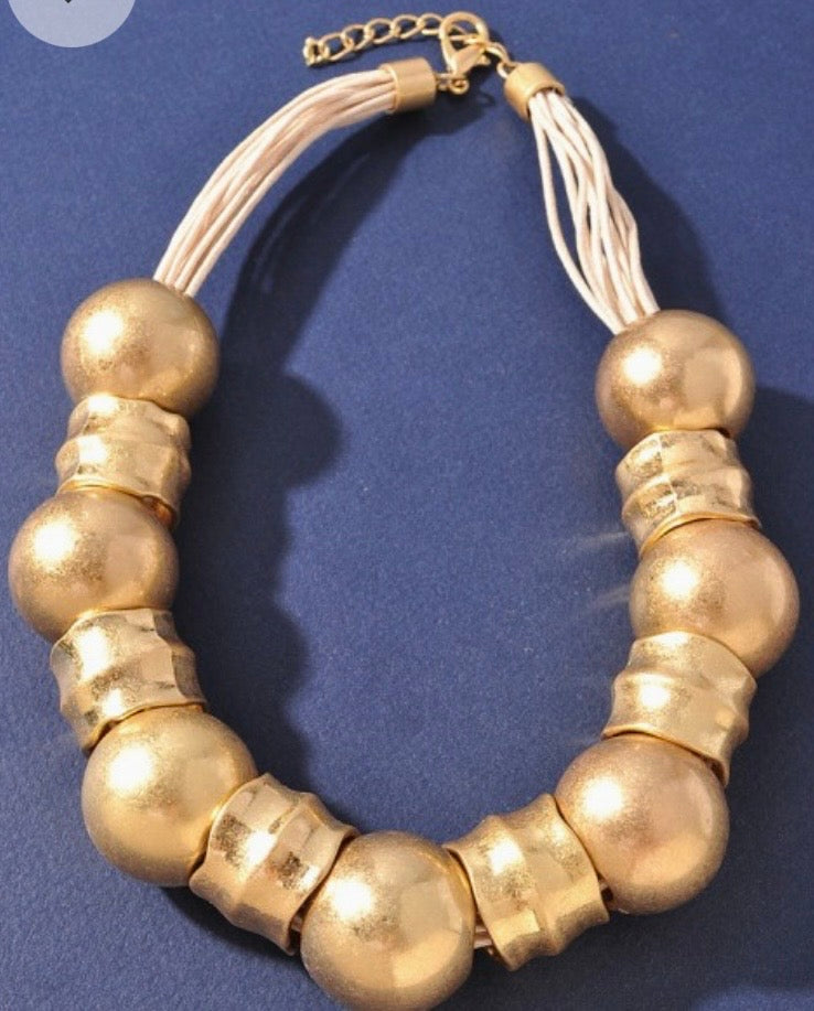 Gold Metal Spheres Necklace
