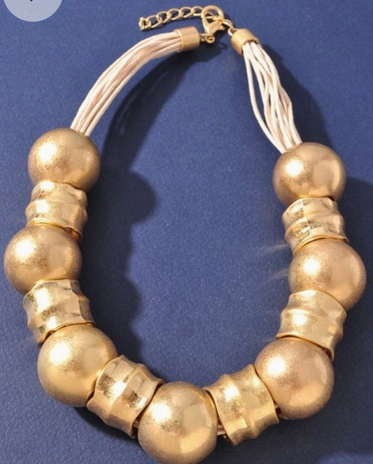 Gold Metal Spheres Necklace