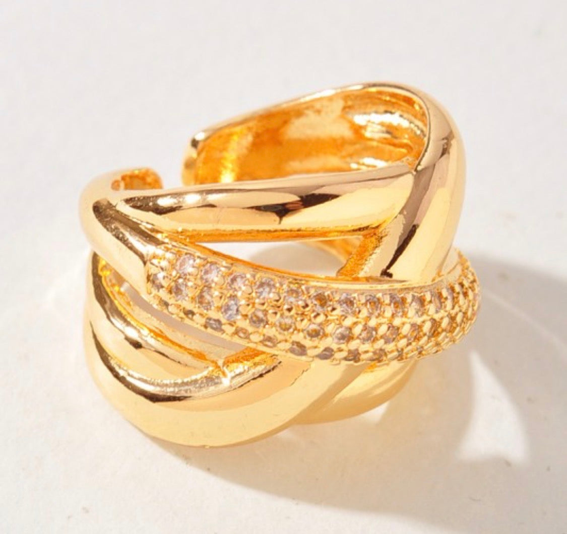 Triple Row Crystal Ring
