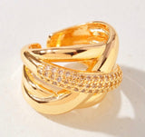 Triple Row Crystal Ring