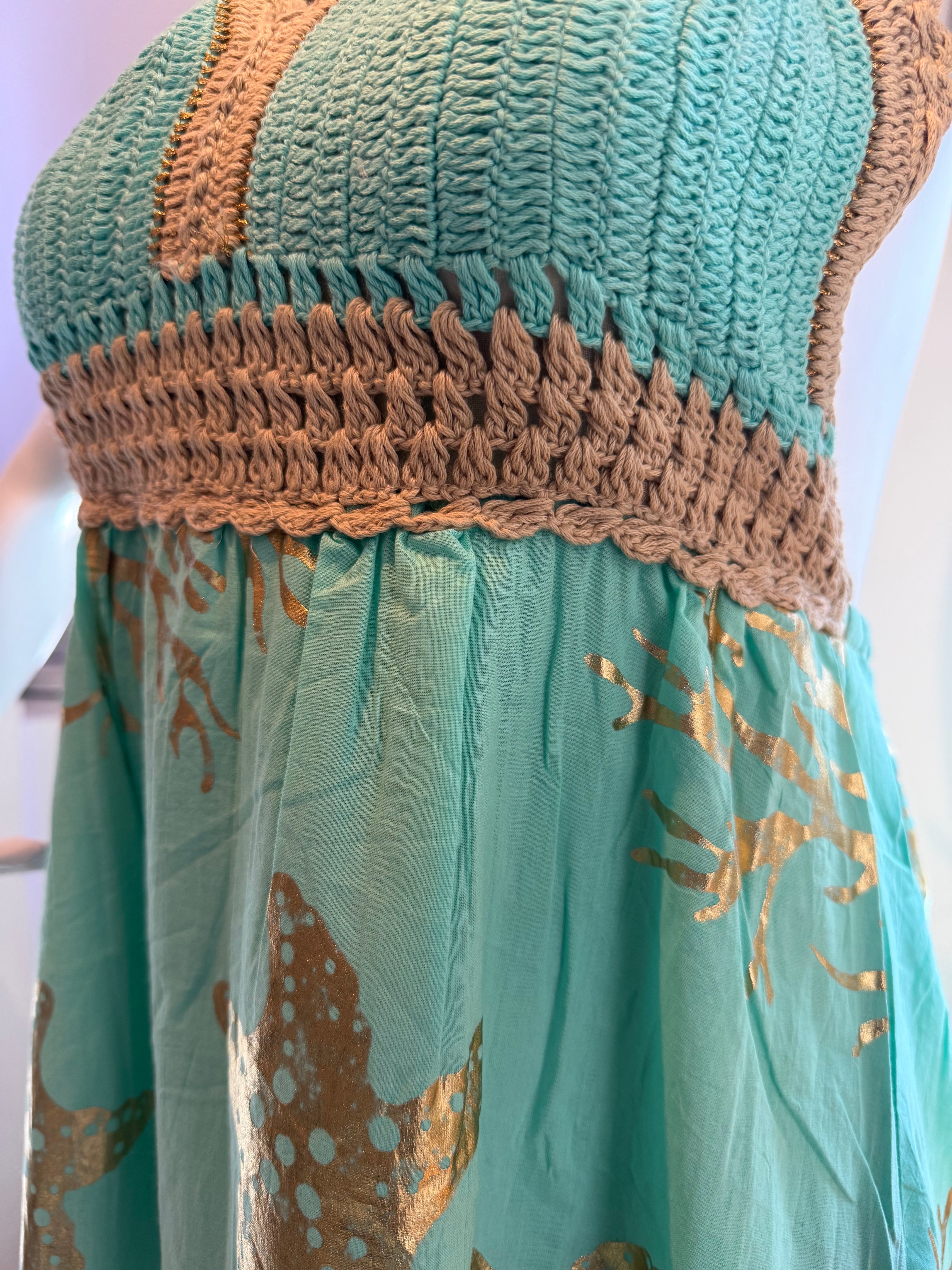 Turquoise Crochet Maxi Trilce