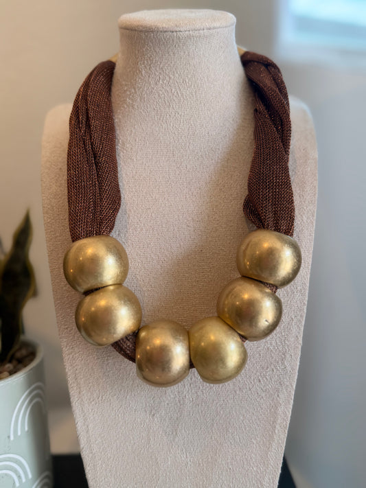 Gold & Mesh Necklace