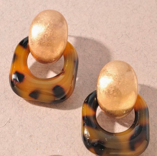 Leopard & Gold Statement Earrings