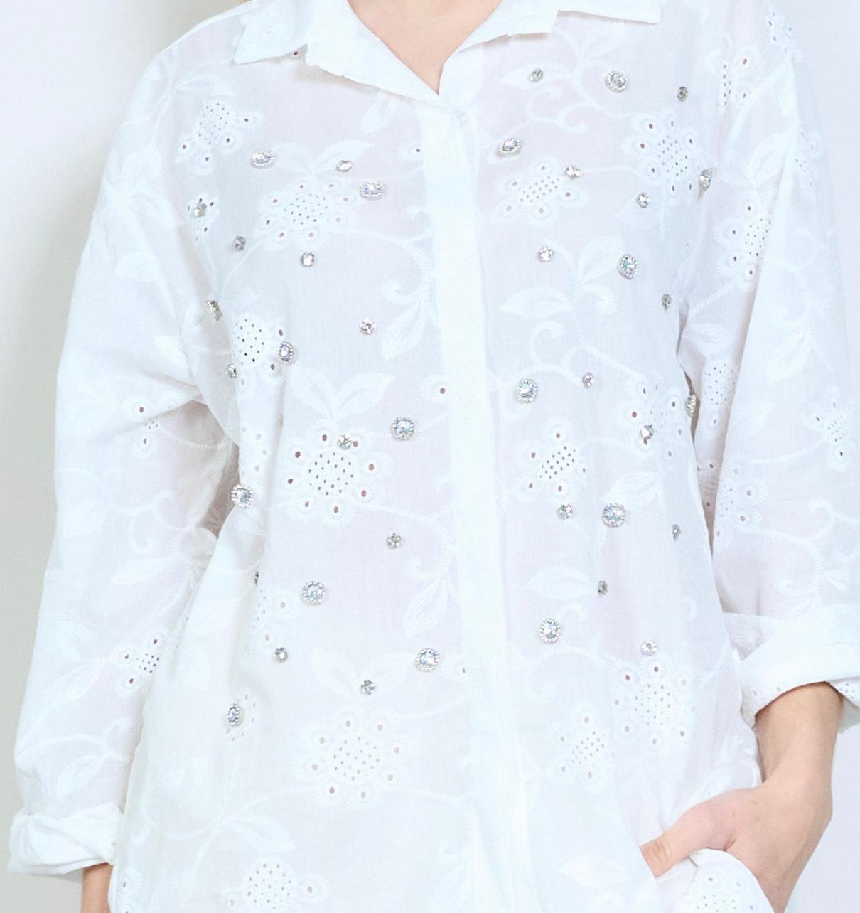 Eyelet & Pearls Top